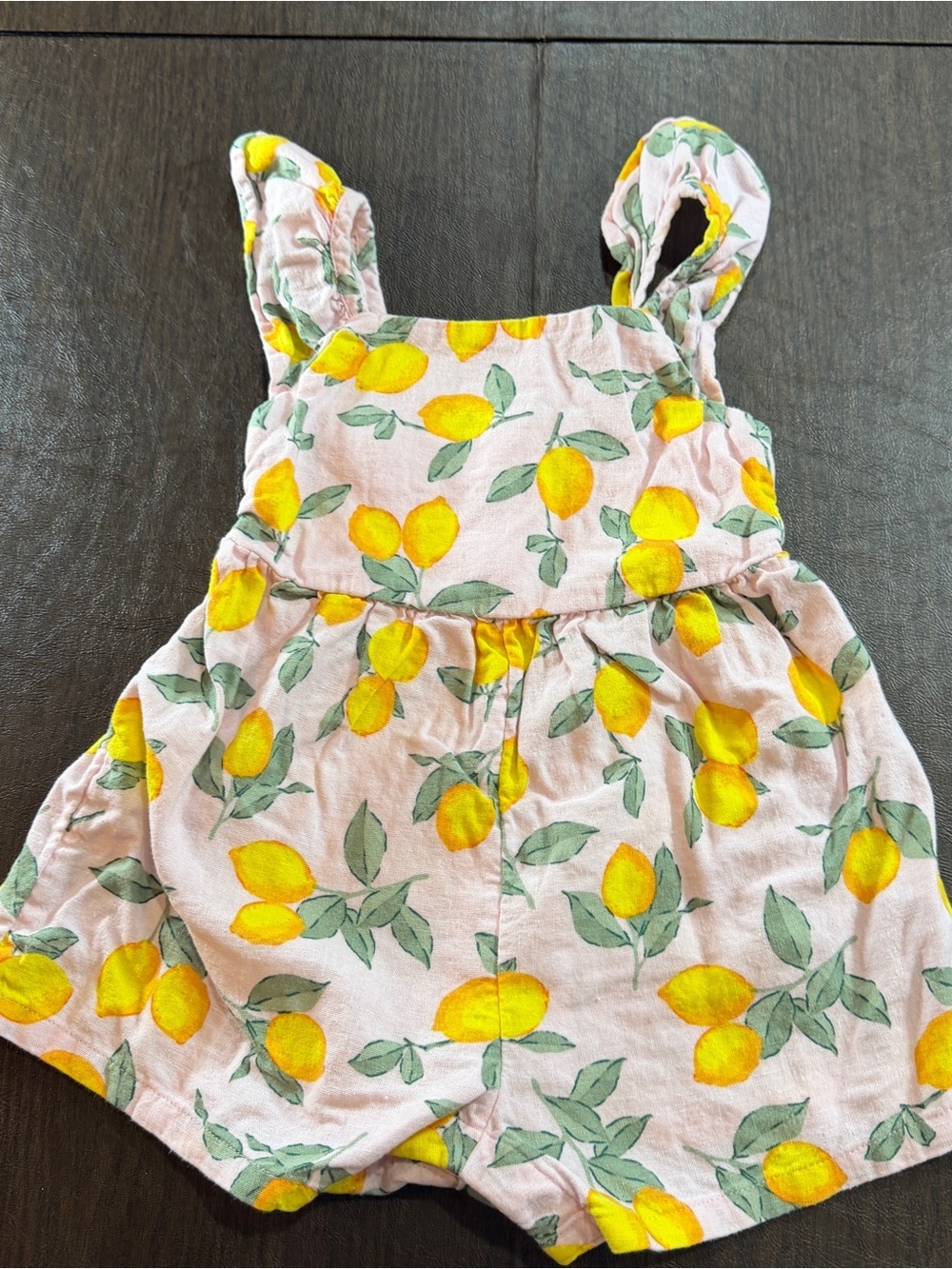 GAP Baby Pink and Yellow Lemon Print Romper Sz 4